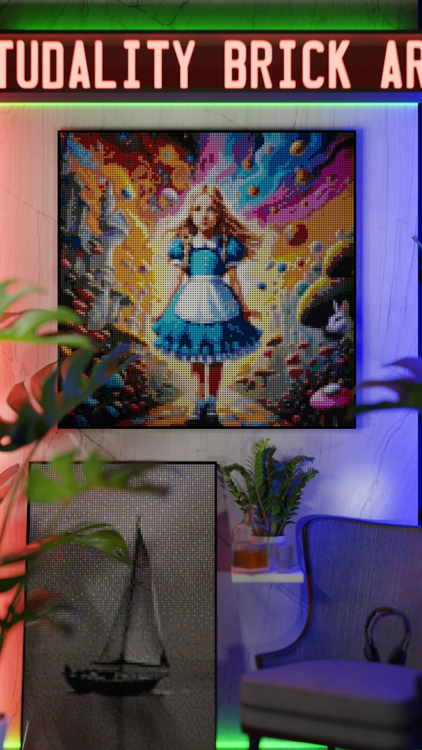 Alice in Wonderland LEGO® Style mosaic pixel art design for display